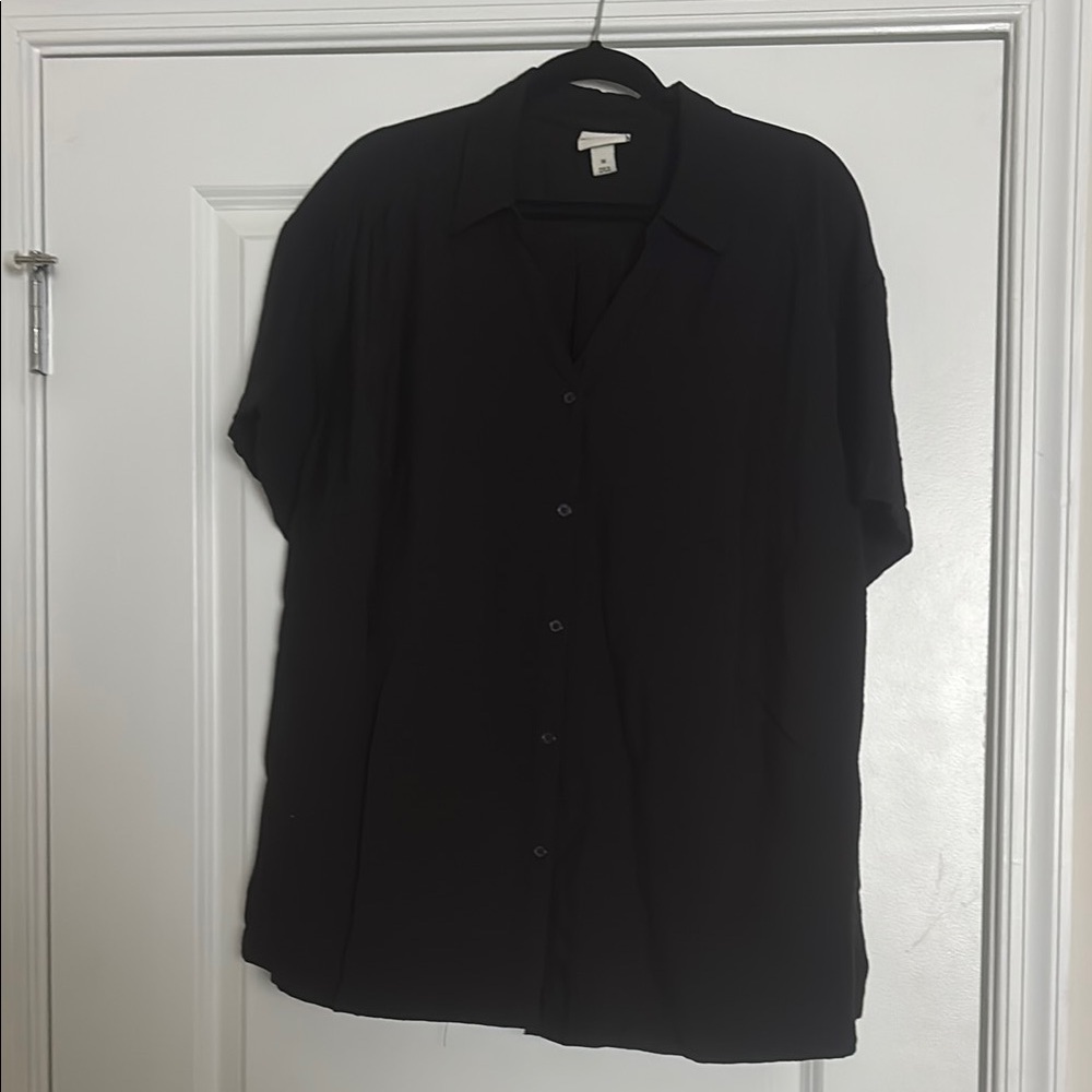 Ava & Viv Black Casual Button Down Shirt